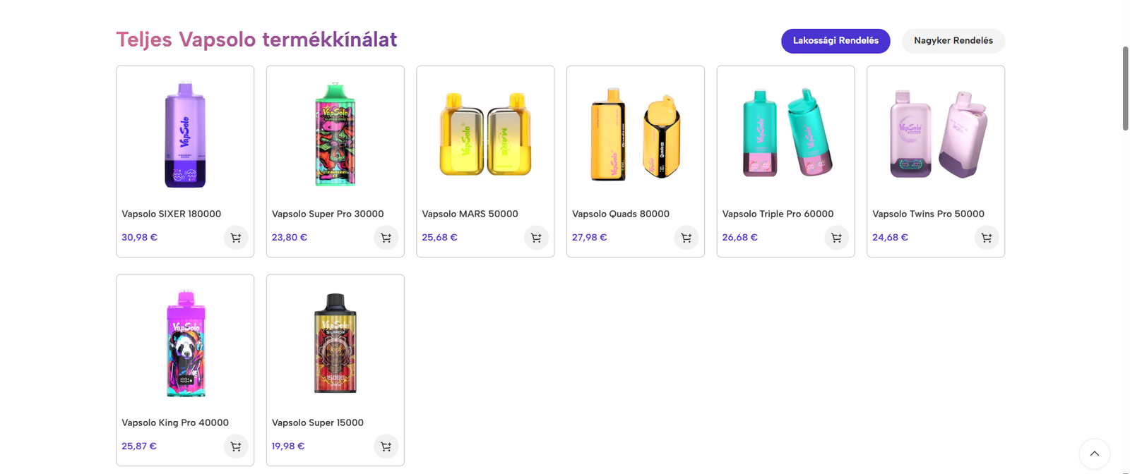 Teljes Vapsolo termékkínálat Magyarországon online rendeléshez