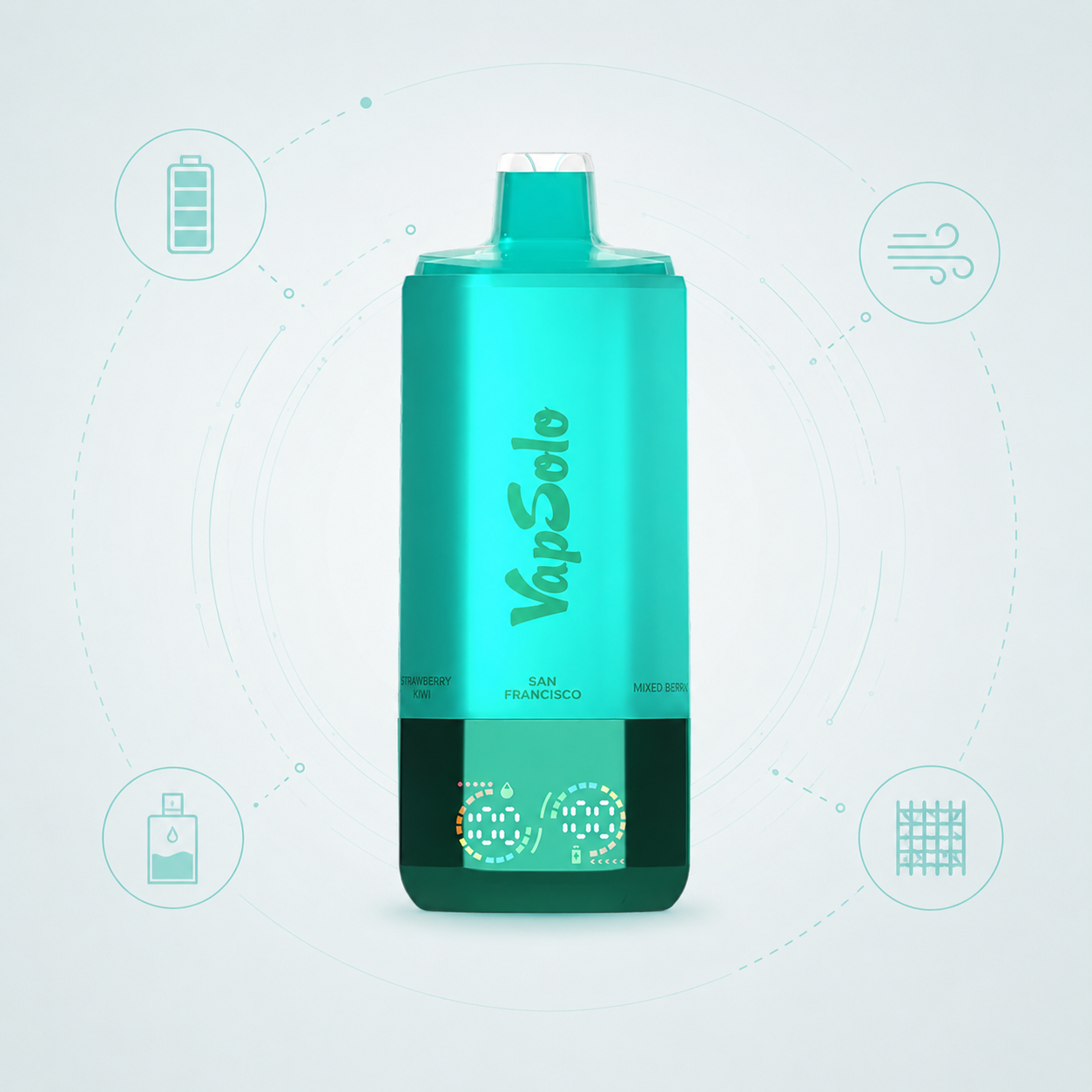 Vapsolo disposable e-cigarette internal components explained: battery, atomizer, and airflow system